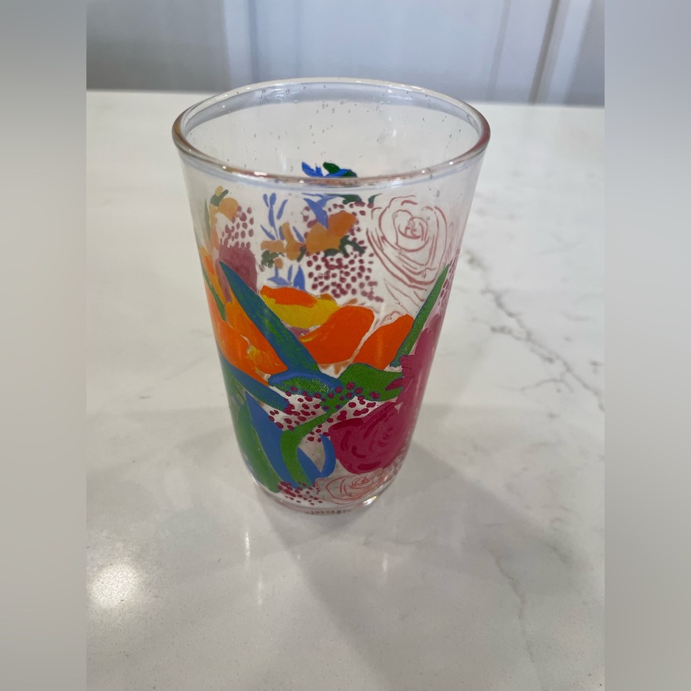 Anthropologie Paint and Petals Floral Juice Glass
